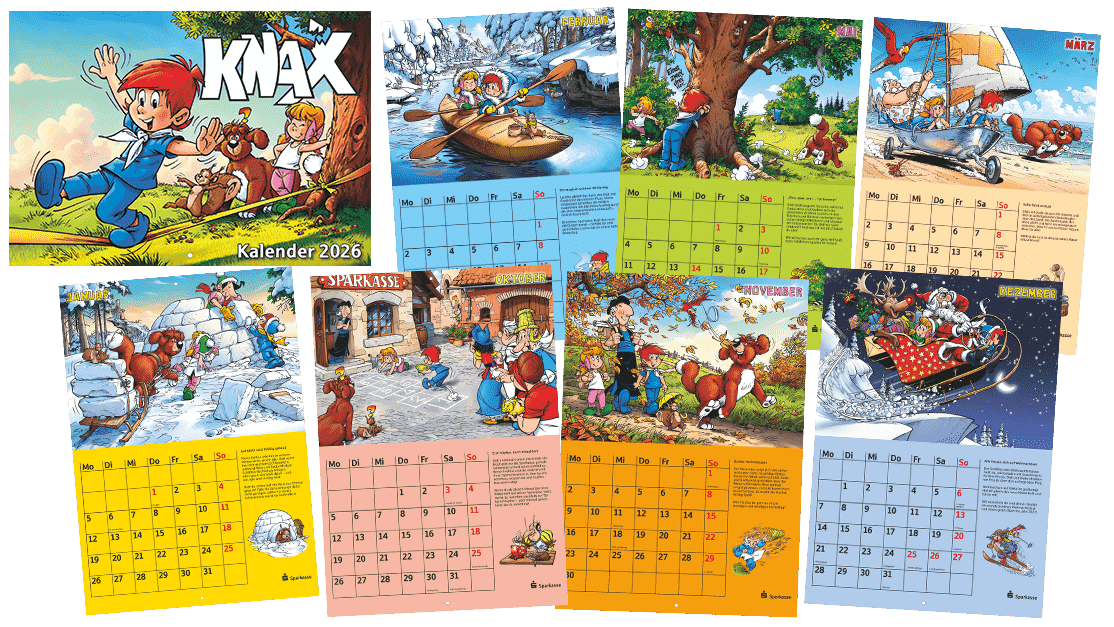 KNAX-Kalender 2026 liegt aufgefächert da