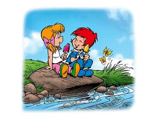 Didi und Dodo am Eis essen