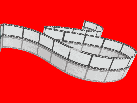 Filmstreifen auf rotem Hintergrund